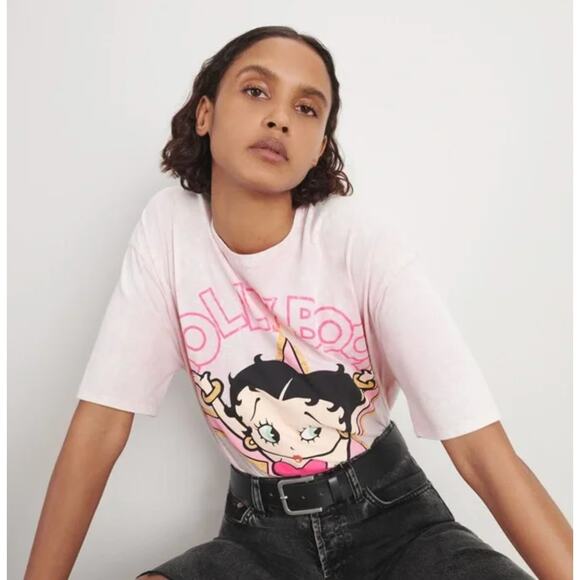 2/$30 Zara Limited Edition Betty Boop Hollywood Cotton Tee Pink Size L - Picture 3 of 9